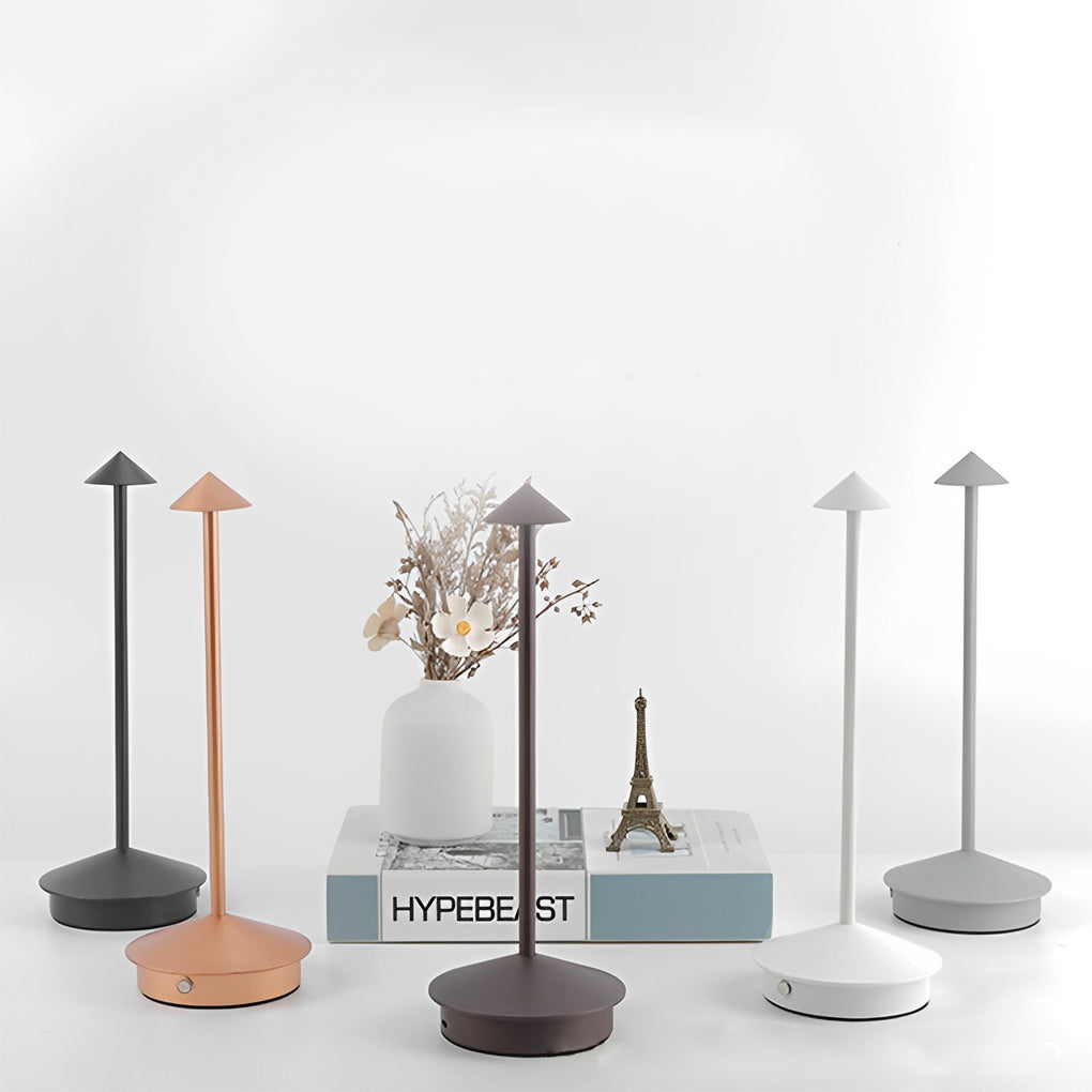 LuminZen - Modern Bollarformad Skrivbordslampa med RGB Färgförändring och Trådlös Laddning