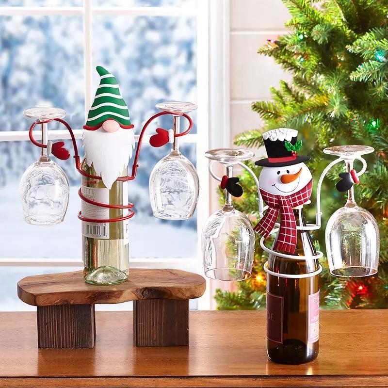 Festliga Cheers Vin glas hållare – Tomte &amp; Snögubbe design för festliga bord