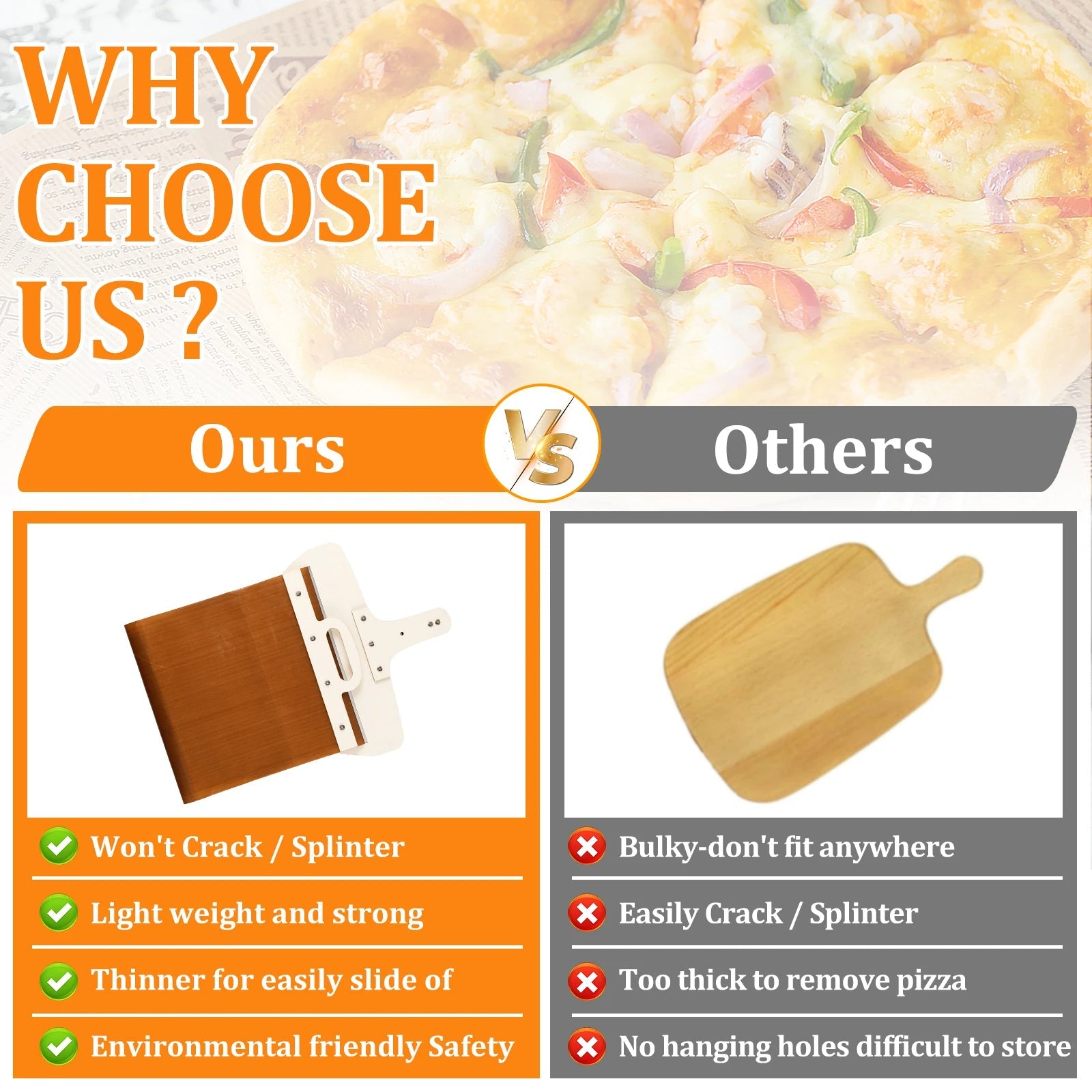 Glidande Pizzaspade – Enkelt Överför och Servera Din Pizza