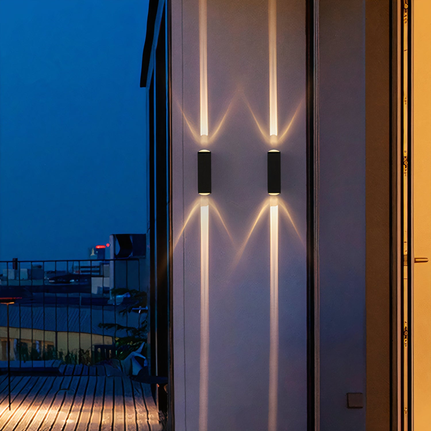 Utomhus Svart Aluminium Vägglampa LED Upp Ner
