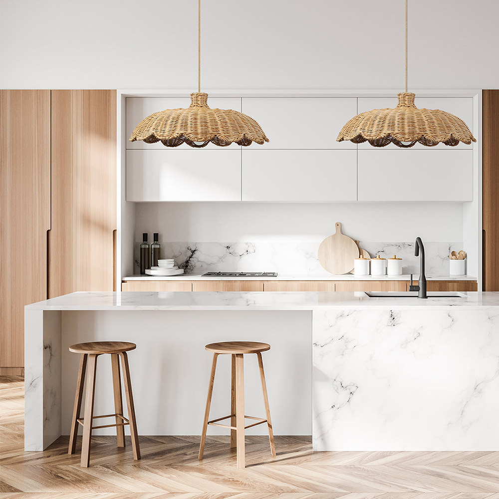 Boho Kreativ Dekor Rattan Vävd Hänglampa