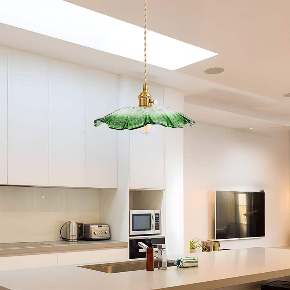 Vintage Floral Glass Pendant Light | Retro Elegance | Warm Glow | Justerbar Hängande | Brick by Brick