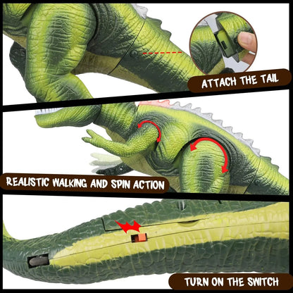 Fjärrkontroll T-Rex Dinosaurie Med LED Ljus, Gående &amp; Vrålande Realistiska Dinosaurie Leksaker