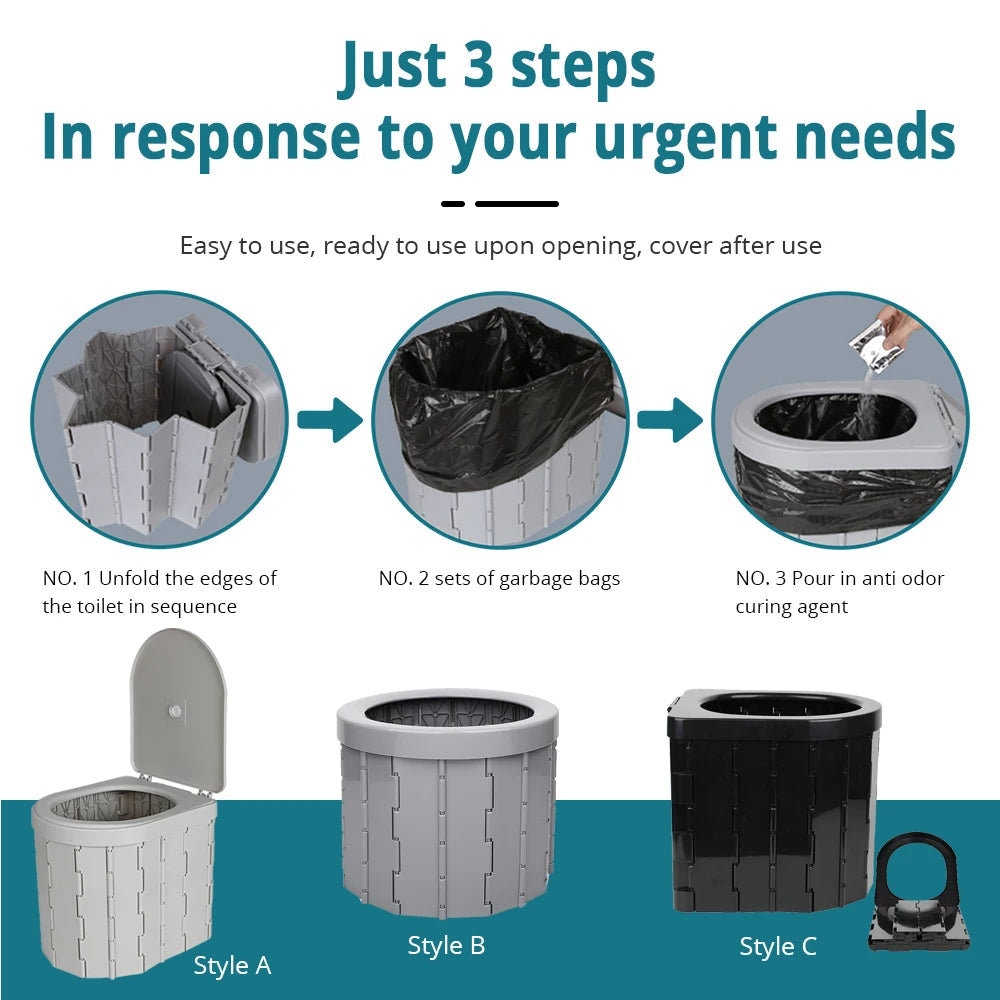 Fällbar bärbar toalett | Hållbar, platsbesparande design för camping, vandring och vägtrippar