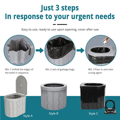 Fällbar bärbar toalett | Hållbar, platsbesparande design för camping, vandring och vägtrippar