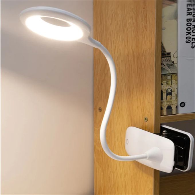 Uppladdningsbar LED-bordslampa med klipp – Justerbar skrivbordslampa för hemmakontor och studier