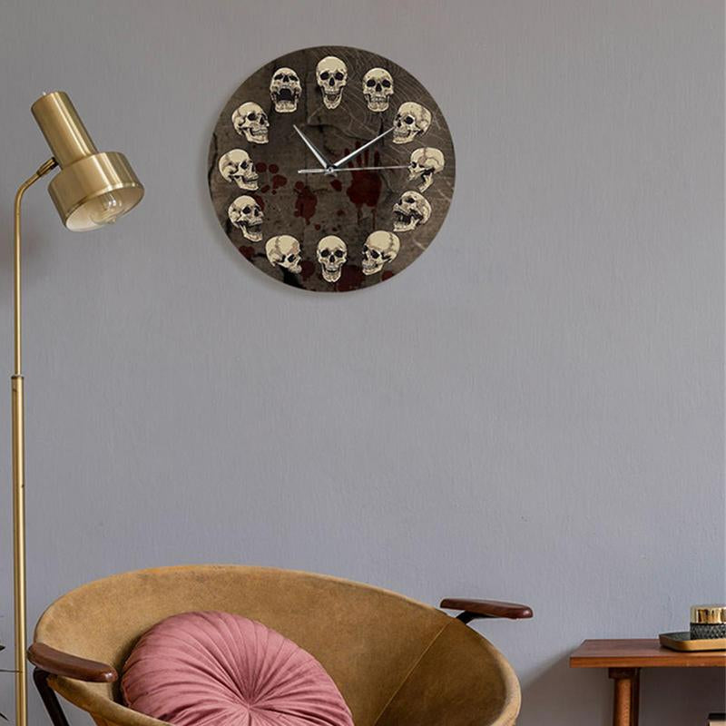 Anatomisk skalle Väggklocka - tyst väggdekoration av akryl