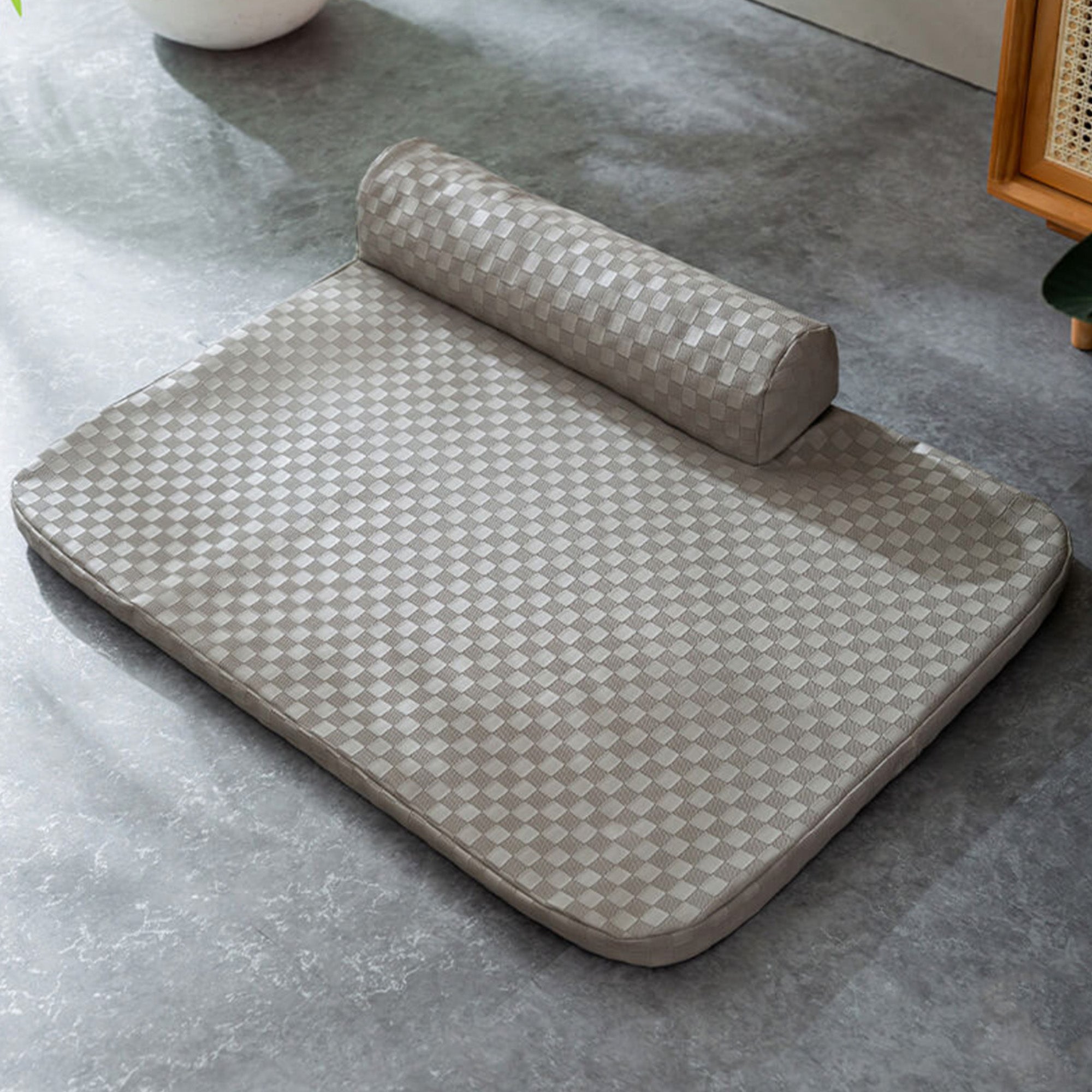 Rutig läder husdjur säng ortopedisk repa beständig tvättbar