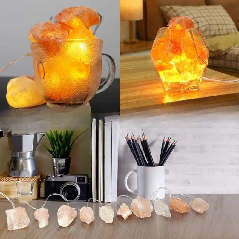 Royaleva Himalaya Salt String Lights - Portable Warm Amber Decor, Natural Crystal