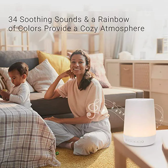 SleepHaven Pro – Smart Vit Brusmaskin med Appkontroll, Röstassistentintegration och Anpassad Belysning för Avkopplande Sömn