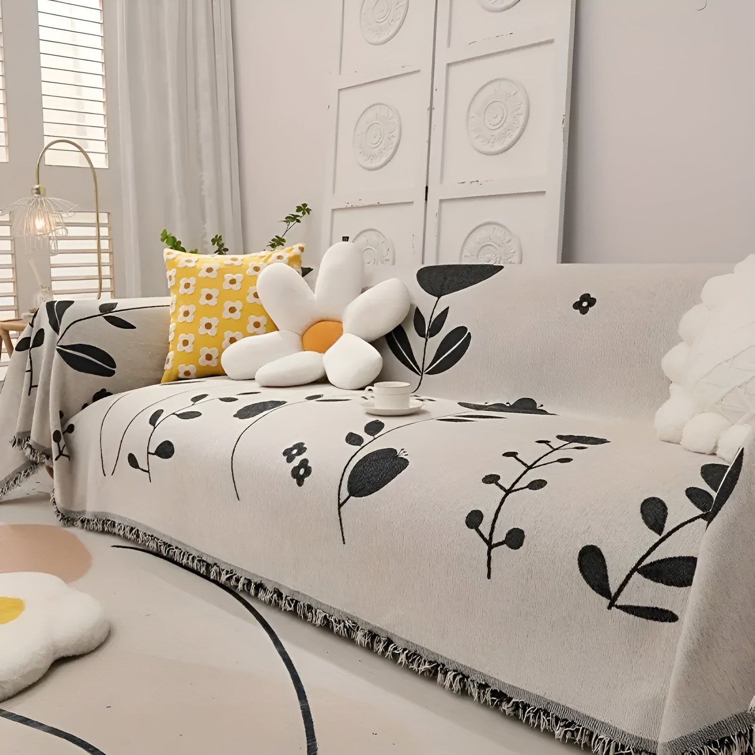Modern Bloom Vändbar Sofatak täcke