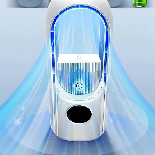 Carvallo Luftkylare | Bladeless USB-fläkt | 6 Steg | Tyst & Med Timer | Luftrenare