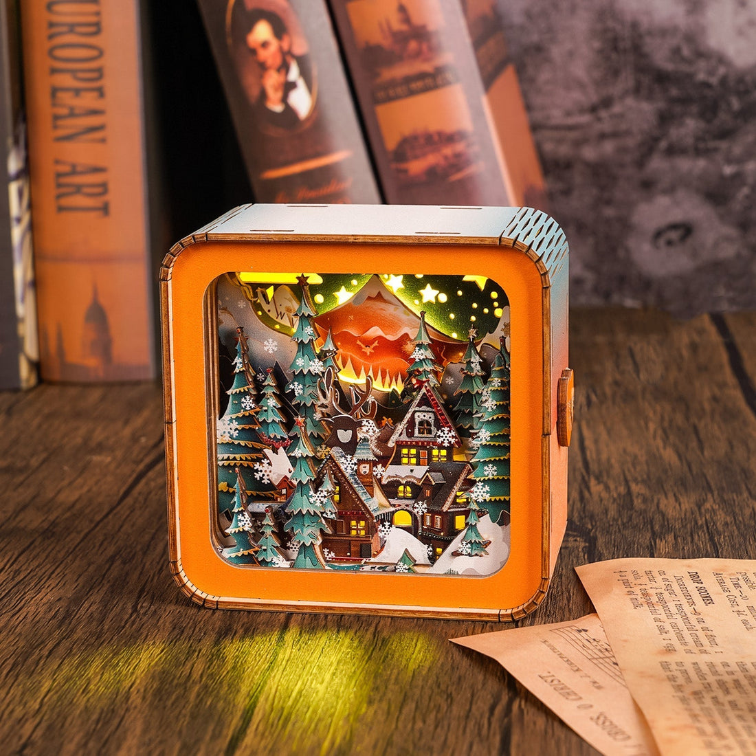Atmosfärisk 3D Julhus Lampa Skala - Varm LED Ljus och Unik Dekoration