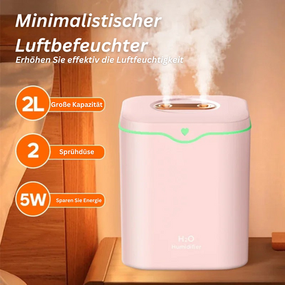 2L Ultrasonisk Luftrenare med Dubbel-Spray &amp; Nattljus – Rummets Luftrenare 2000ml