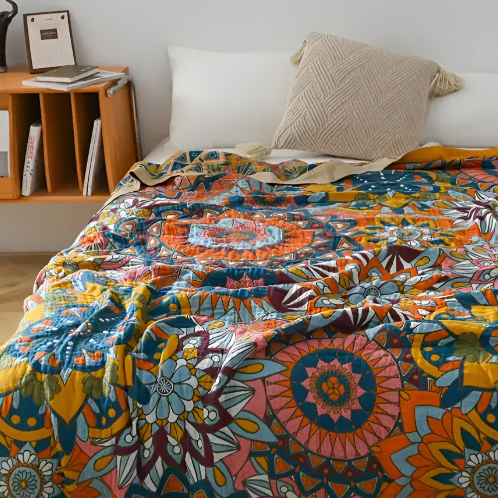 Maroccan Floral Jacquard Cotton Blanket