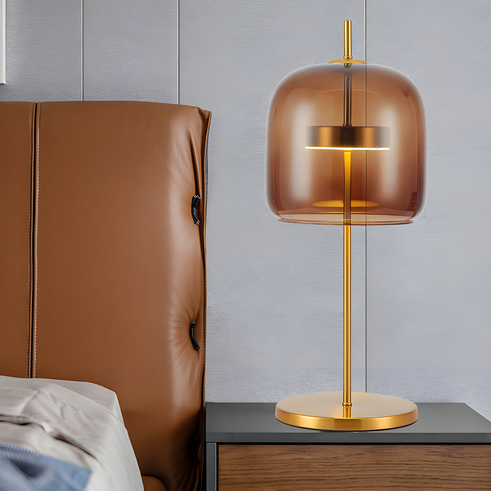 MystiGlow - Bordslampa i Rökglas för en Stämningsfull Sovrum