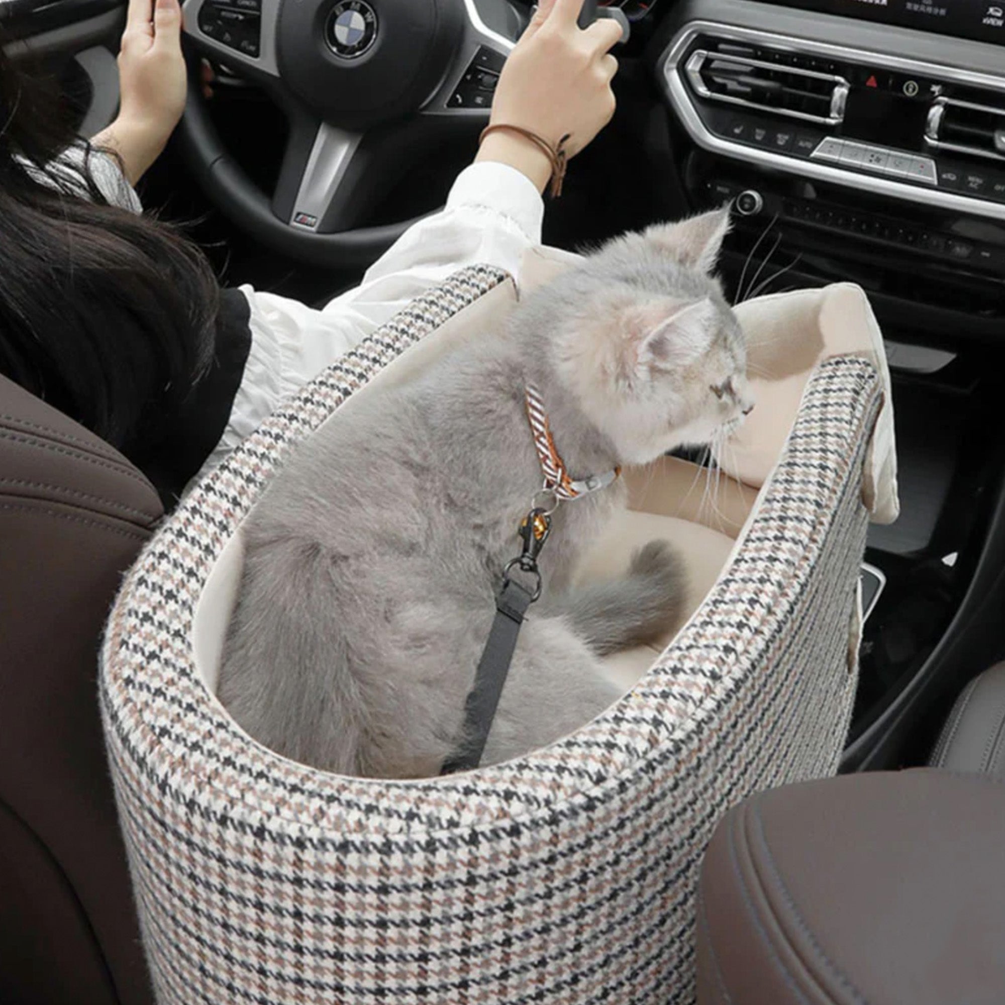 Houndstooth Lookout Console Pet Car Seat – Bekväm, Säker &amp; Stilren