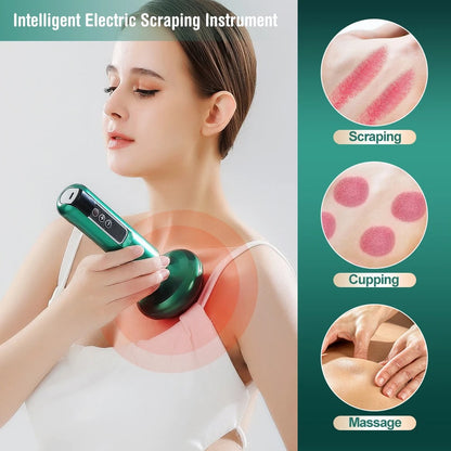 Elektrisk cup-massager – vakuum-sug gua sha med infraröd värme för anti-cellulit och kroppsnedskärningsterapi