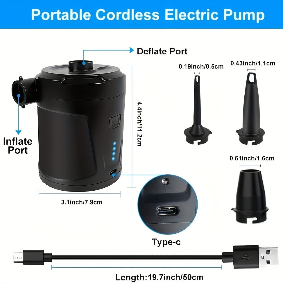 Carvallo Luftpumpe AirTrek Mini | USB-uppladdningsbar &amp; Trådlös | Kompakt &amp; Robust | För Luftmadrasser &amp; Utomhus