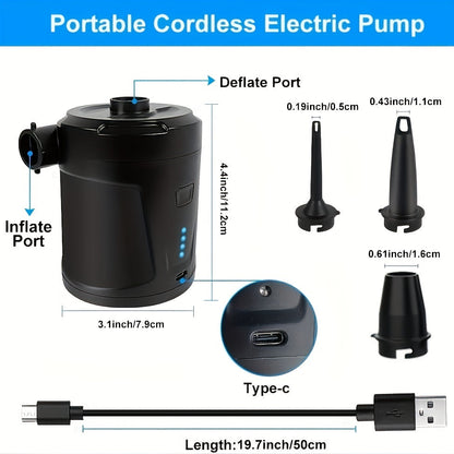 Carvallo Luftpumpe AirTrek Mini | USB-uppladdningsbar &amp; Trådlös | Kompakt &amp; Robust | För Luftmadrasser &amp; Utomhus