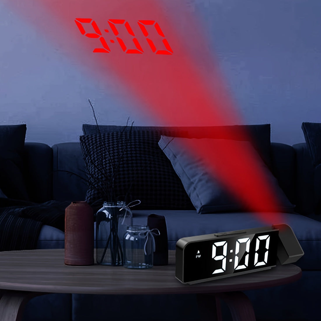 LED Projektionsväckarklocka – Temperatur- och datumsdisplay med USB-ström