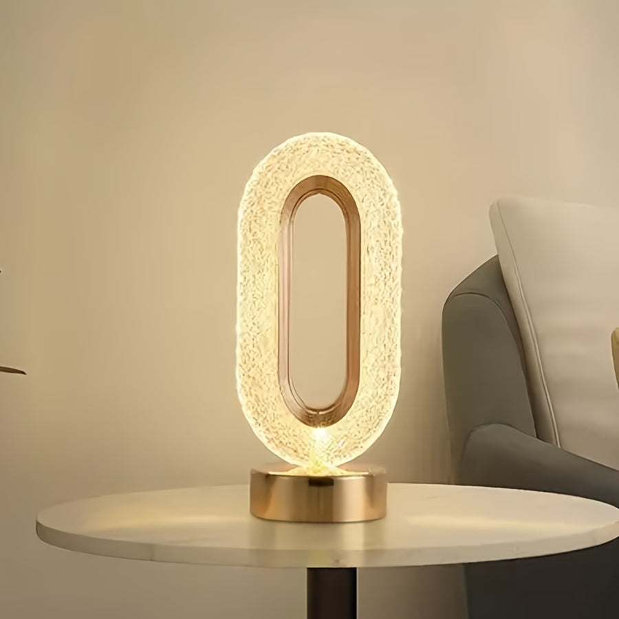 LuxeGlow - Ovalt Kristall USB Bordslampa för Sovrum och Vardagsrum