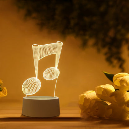 LumiNote - Akryl Musiknot Nattljus, 3D LED Ram, USB-Dreven