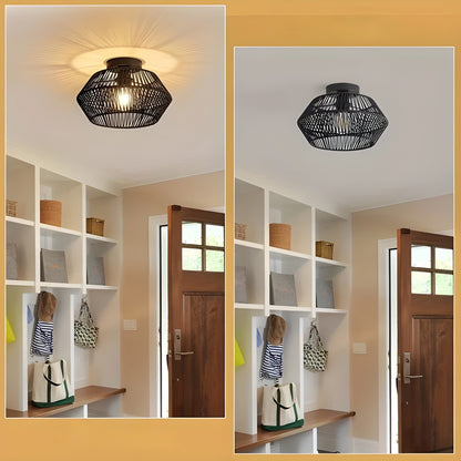 HavenWeave Light - Vintage LED Rattan Flätad Taklampa