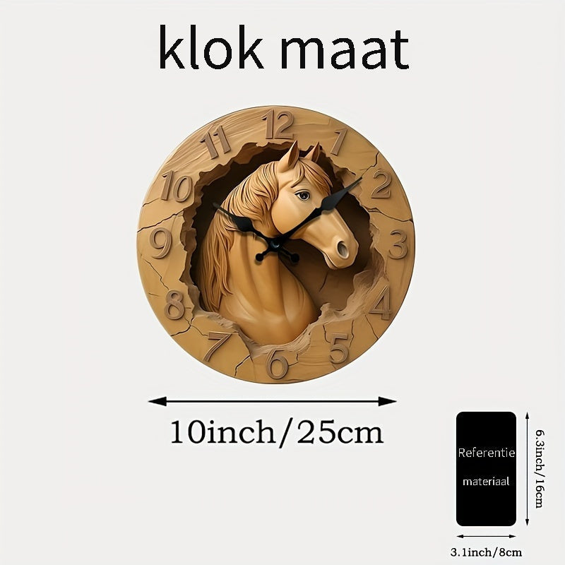 EquineElegance - Träskulpterad Tyst V Väggklocka