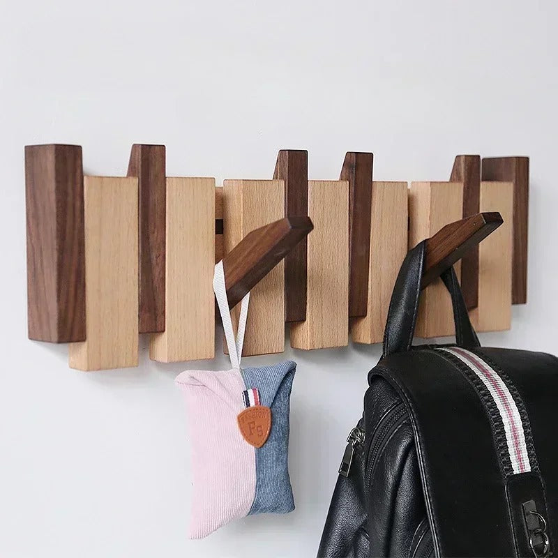 Lyxig Vägghängd Trä Klädhängare – Piano Design Entré Organiser för Nycklar, Hattar &amp; Jackor