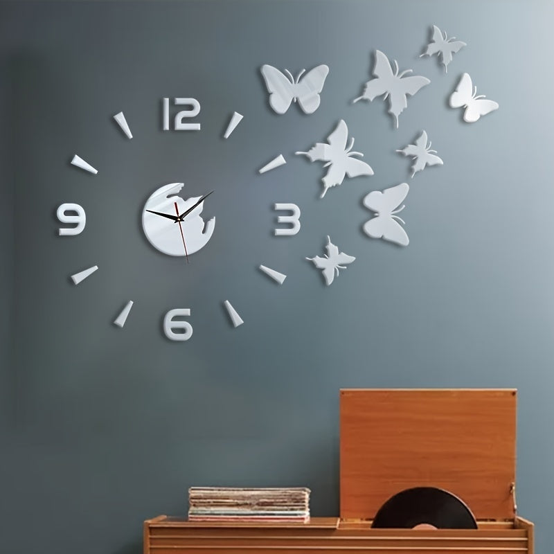 AcrylicButterfly - DIY 3D Fjäril Spegel Väggen Klocka