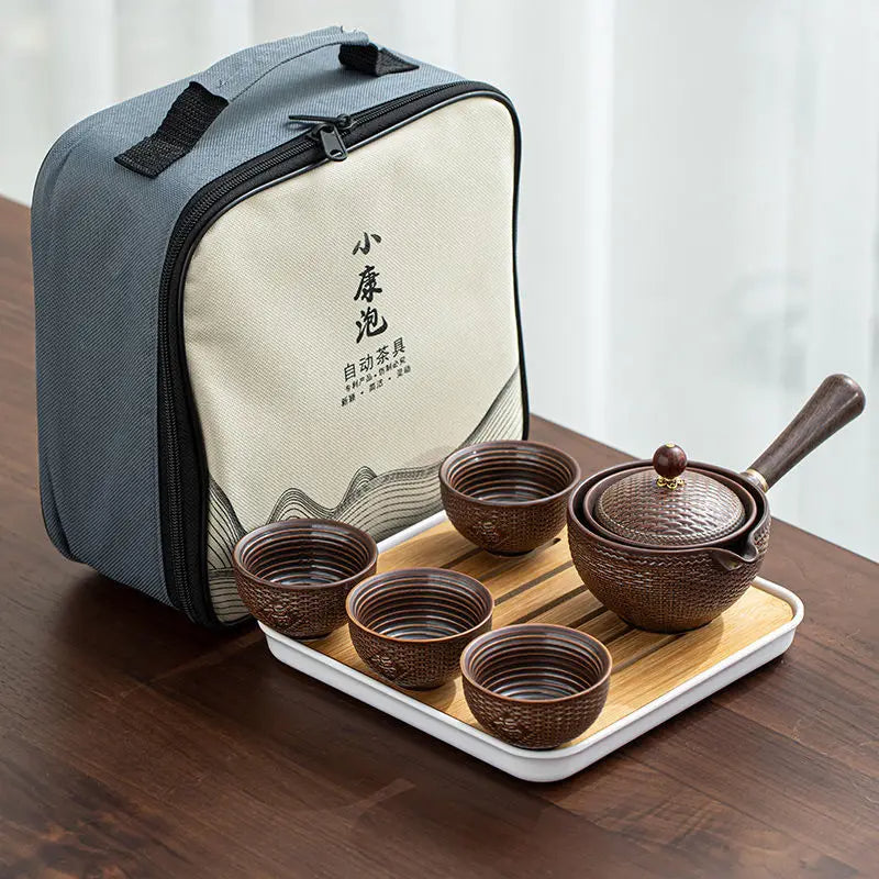 Keramisk japansk roterande tekanna premiumset