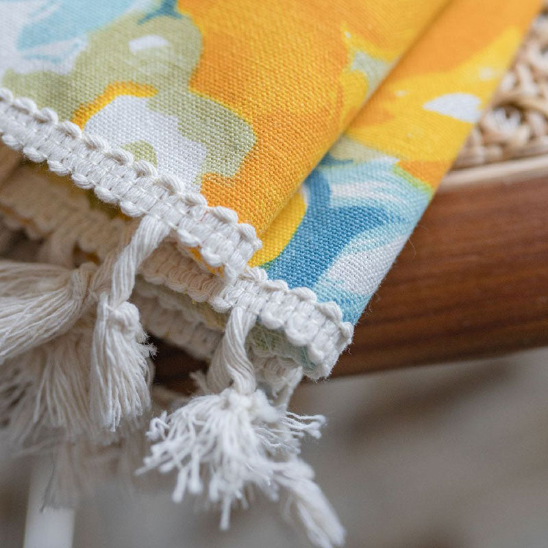 Gul Blomma Bomull Linne Gardin