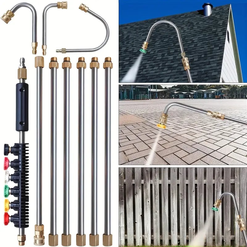 Luxora 4000 PSI Teleskopisk Högtryckstvättstång Set för Ränna &amp; Takavlopp &amp; Väggar Rengöring