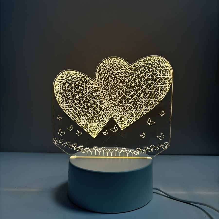 HartenLicht - Geometrisk USB Bordslampa med Varm Glöd för Kärleks Tema Dekoration