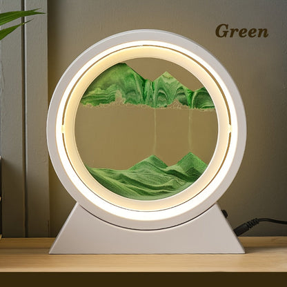 LumiSand - 3D Rörlig Sandmålning LED Bordslampa, Glas Sandscen Nattljus, Romantisk Hemdekoration