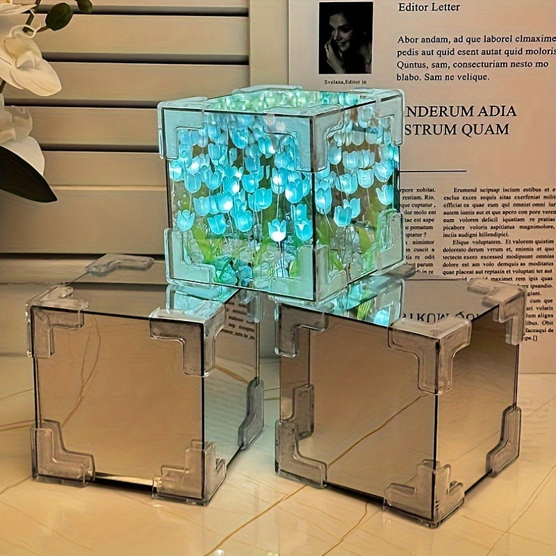 TulipGlow - Handgjord Tulpan LED Nattlampa och Spegel