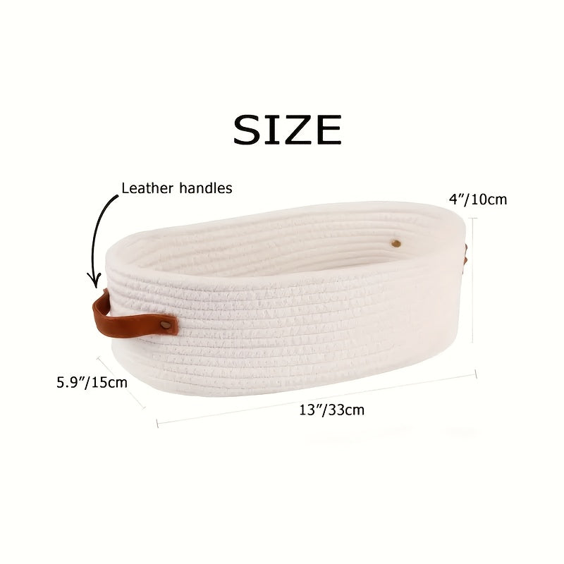 Bohemisk Förvaringskorg med Läderhandtag – Perfekt för Badrum och Vardagsrum