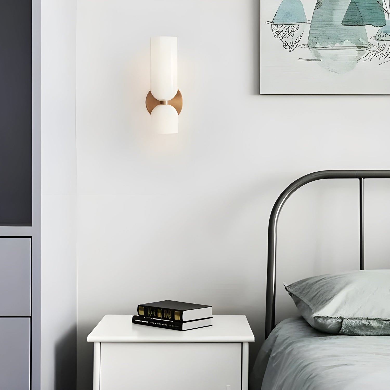 LED-vägglampa med dubbelt huvud – Nordisk design, varmt ljus för boende- och arbetsområden