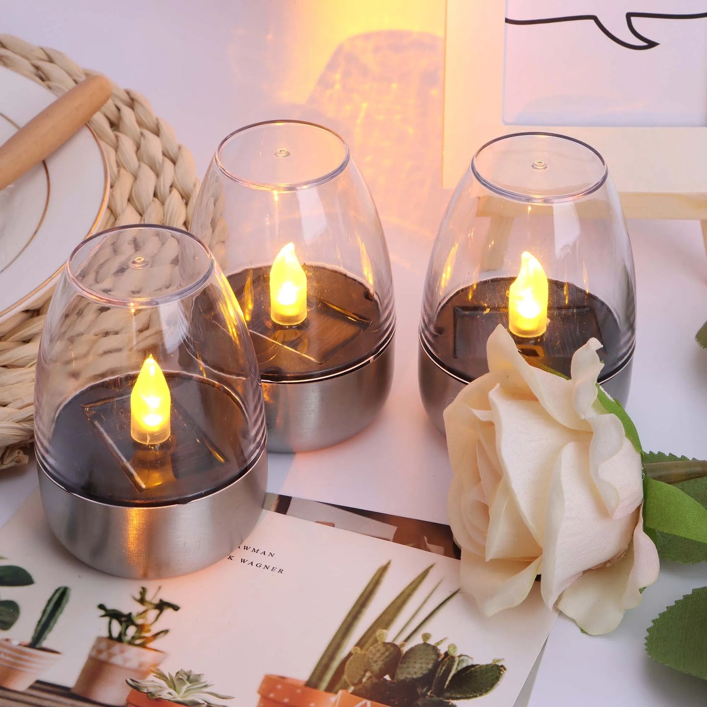 SolarFlame - Vattentäta LED-ljus för utomhusbruk, solenergi & flamlös