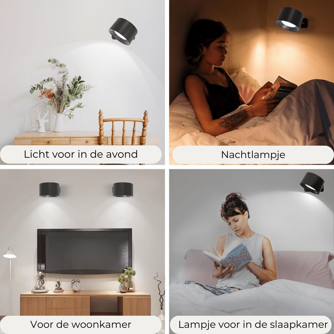 FlexiBeam - Trådlös uppladdningsbar 360° vägglampa