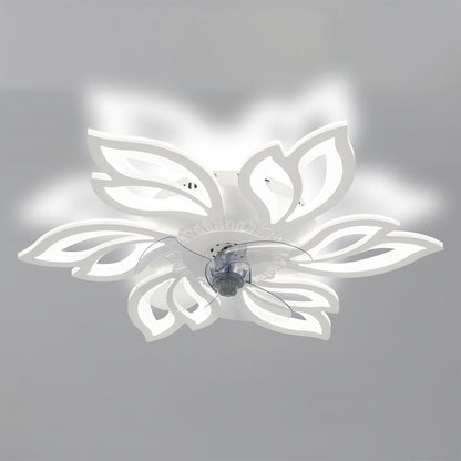 Blommig design 65 cm takfläkt med mjukt LED-ljus