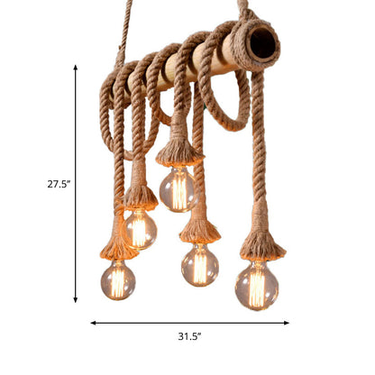 TiedBamboo - Justerbar Taklampa med Bambu och Justerbart Rep