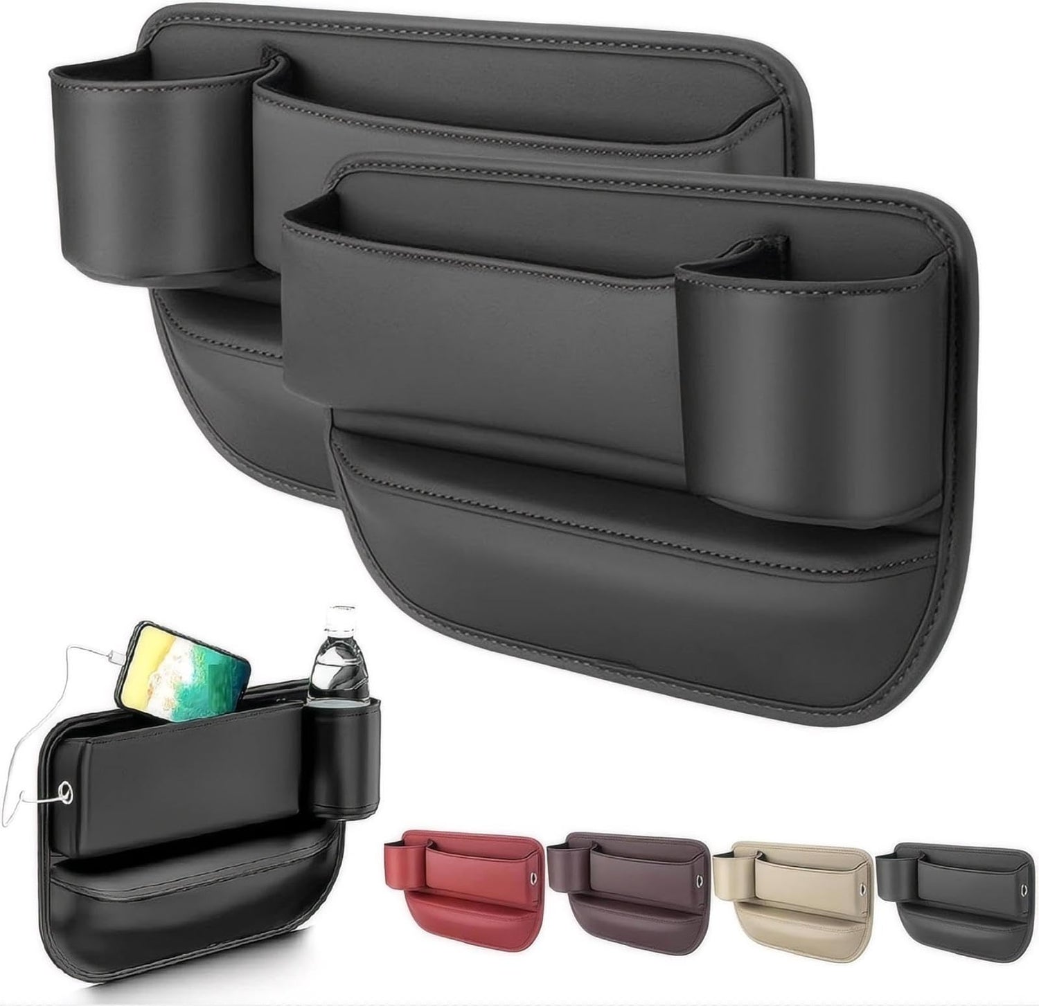 Bilstolssömsfyllare och organisatör för förare och passagerare 2-pack