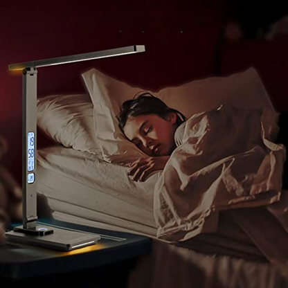 LED Skrivbordslampa - Med Trådlös Laddare och USB Laddningsport - Touchkontroll