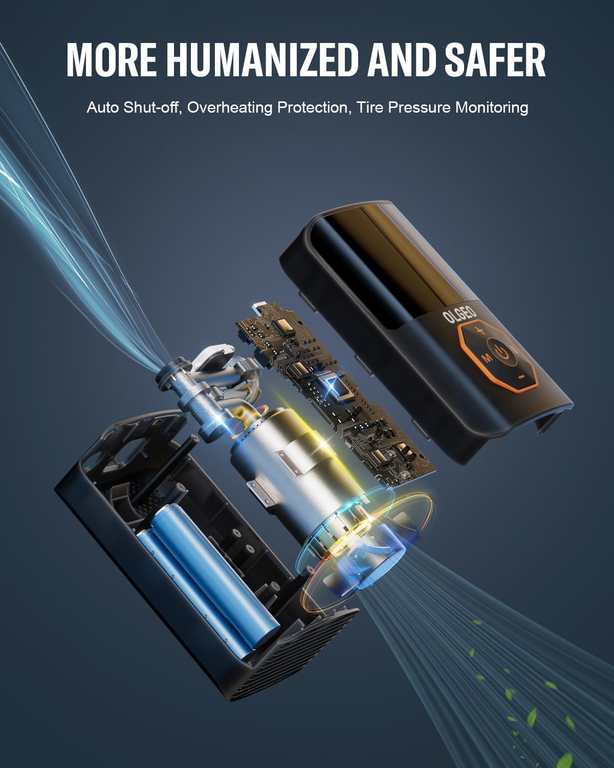 Carvallo Akku-luftkompressor 18000mAh | 160 PSI Kraft | Bärbar däcktryckpump för bil, motorcykel & cykel | Med tillbehör & väska