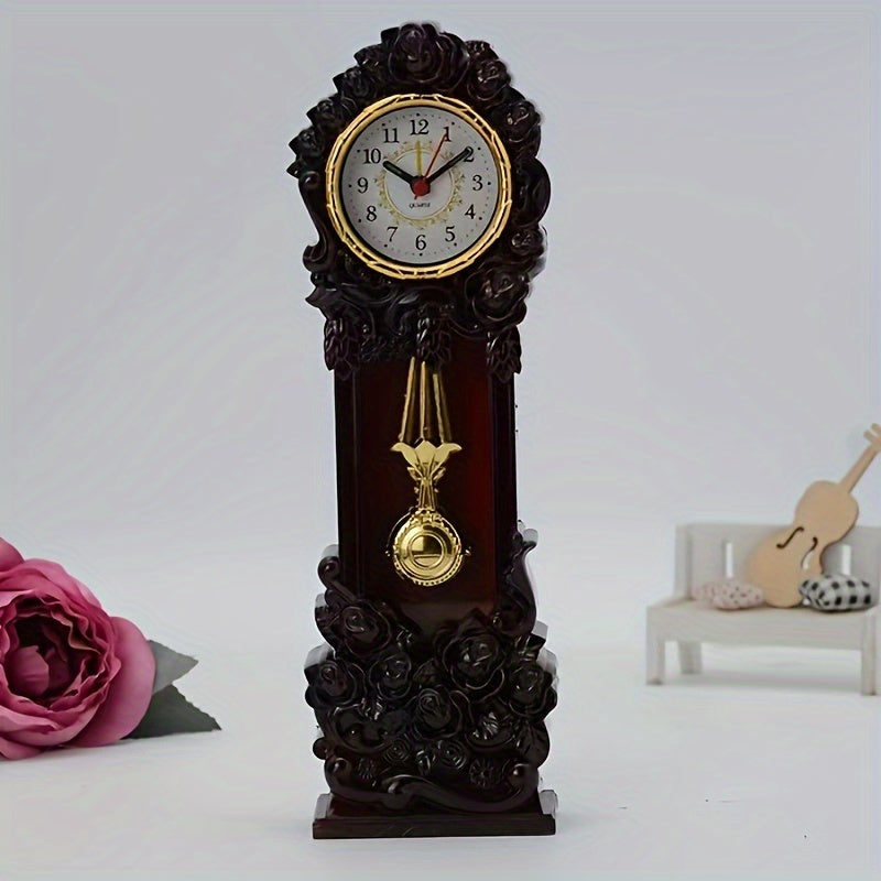 Elegant Vintage Floral Pendulum Klocka – Stämningsfull Dekoration för Ditt Vardagsrum eller Kontor