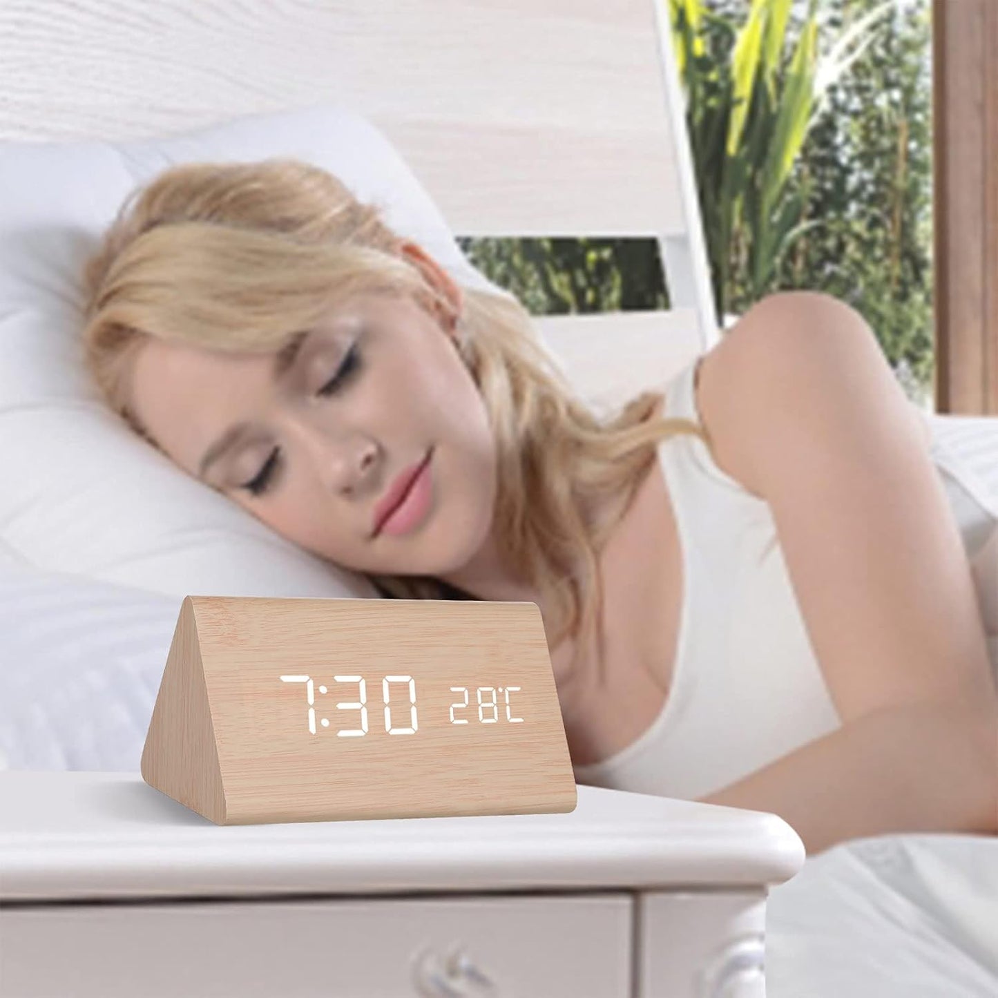 Väckarklocka Digital Trä LED Skärm