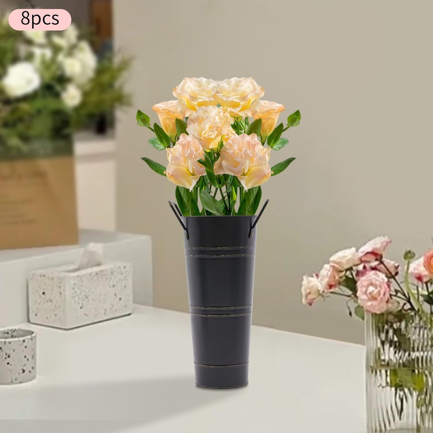 Retro Eisen-Blomkruka med handtag – Dekorativ metallblomkruka för hemmet