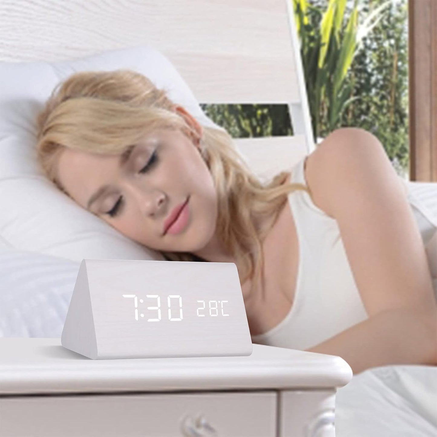 Väckarklocka Digital Trä LED Skärm